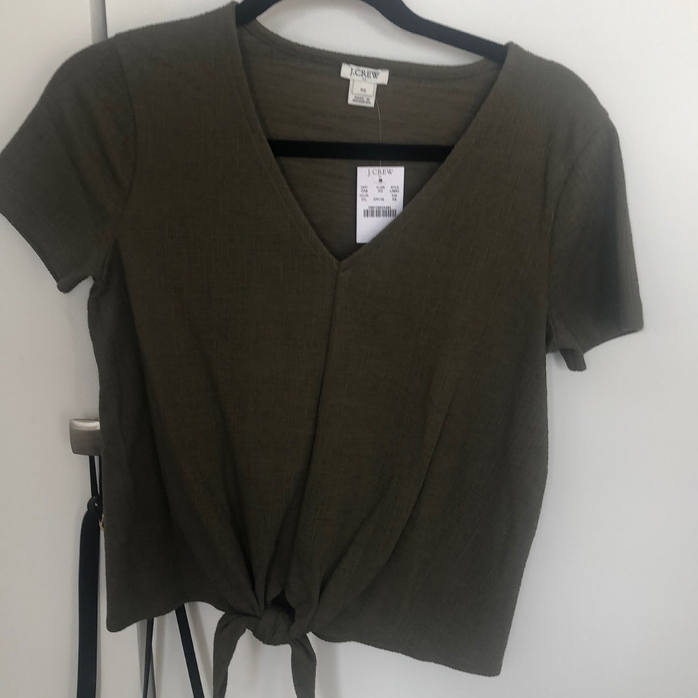J crew v neck bottom tie green top size xs